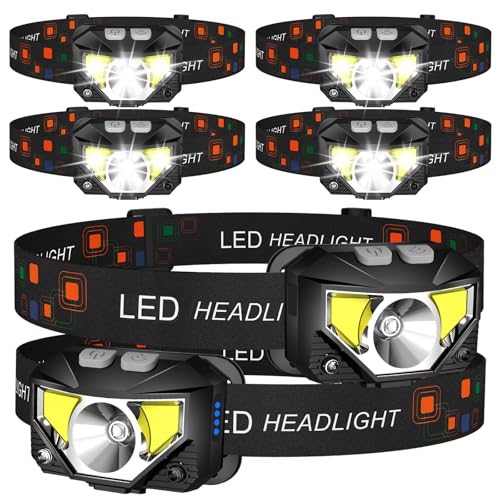 Image of LHKNL Headlamp Flashlight,6-Pack Lumen Ultra Bright LED Rechargeable Headlight with White Red Light,Waterproof Motion Sensor Head Lamp,8 Mode for Outdoor Camping Running Cycling Fishing