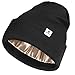 YANIBEST Womens Satin Lined Knit Beanie Hat Acrylic Winter Hats for Women Men Silk Lining Soft Slouchy Warm Cuffed Beanie Hat