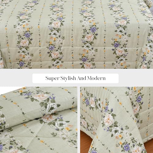 Image of FRESH FROM LOOM Microfiber All Seasons Collection Micro Fiber Comforter | Dohar | Quit | Single Bed | Double Weaved | Washable | Hypoallergenic Skin Friendly (Pale-Leaf | 60x90 in, Single Bed)