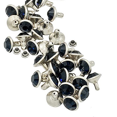 100 Sets Cz Colorful Crystal Rivets Silver Color Spots Studs Double Cap for DIY Leather-Craft (Monata, 6MM)