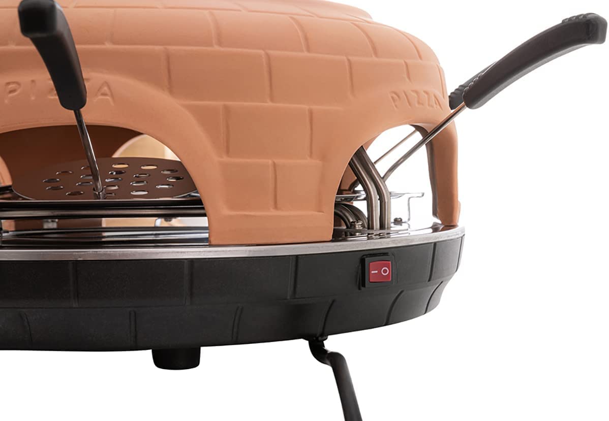 Heidenfeld Four à pizza Pizzachef 1000 Watt électrique avec toit en terre cuite pour 6 personnes