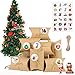 Telgoner Calendario de Adviento, 24 Calendarios de Adviento, Bolsas de Papel Kraft, Envoltorio de Regalo con 24 Pegatinas de Números Navideños y 26 Cuerdas de Cáñamo para Bodas Navideñas