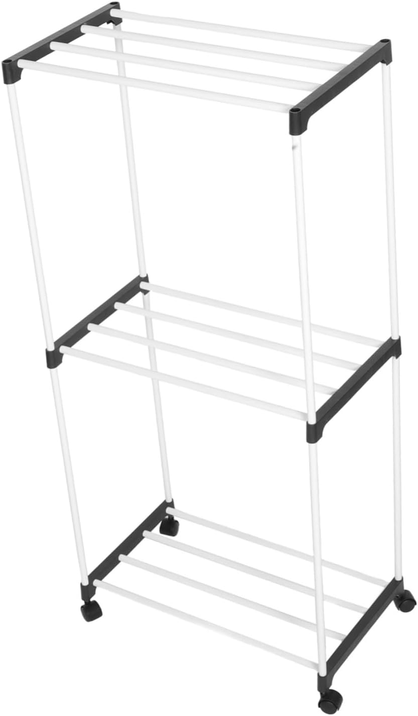 SOLUSTRE Portable Clothes Drying Rack Wheels Space-Saving Towel Organizer for Balcony Bathroom Heavy Duty Multi Airer for Towels Garments