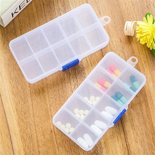 Image of 4 PCS 10 Grids Plastic Organizer Box with Dividers, Small Clear Tackle Container, Candy Large Bead Compartment