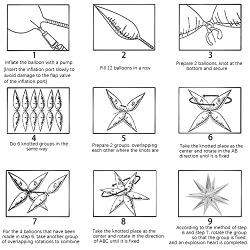 108 Pcs Star Balloons, 26 Inch Explosion Star Foil Balloons,12 Point Star Cone Starburst Balloon For Christmas Party Birthday Wedding Decorations #TOP2