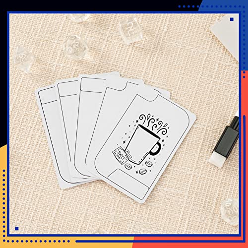 50 Pcs Reusable Cards Multifunctional Tokens Erasable Index Cards Dry Erase Cards White Blank Flash Cards With 5 Pcs Black Marker Pens And 7 Dice For Playing Games, School, Office #TOP5