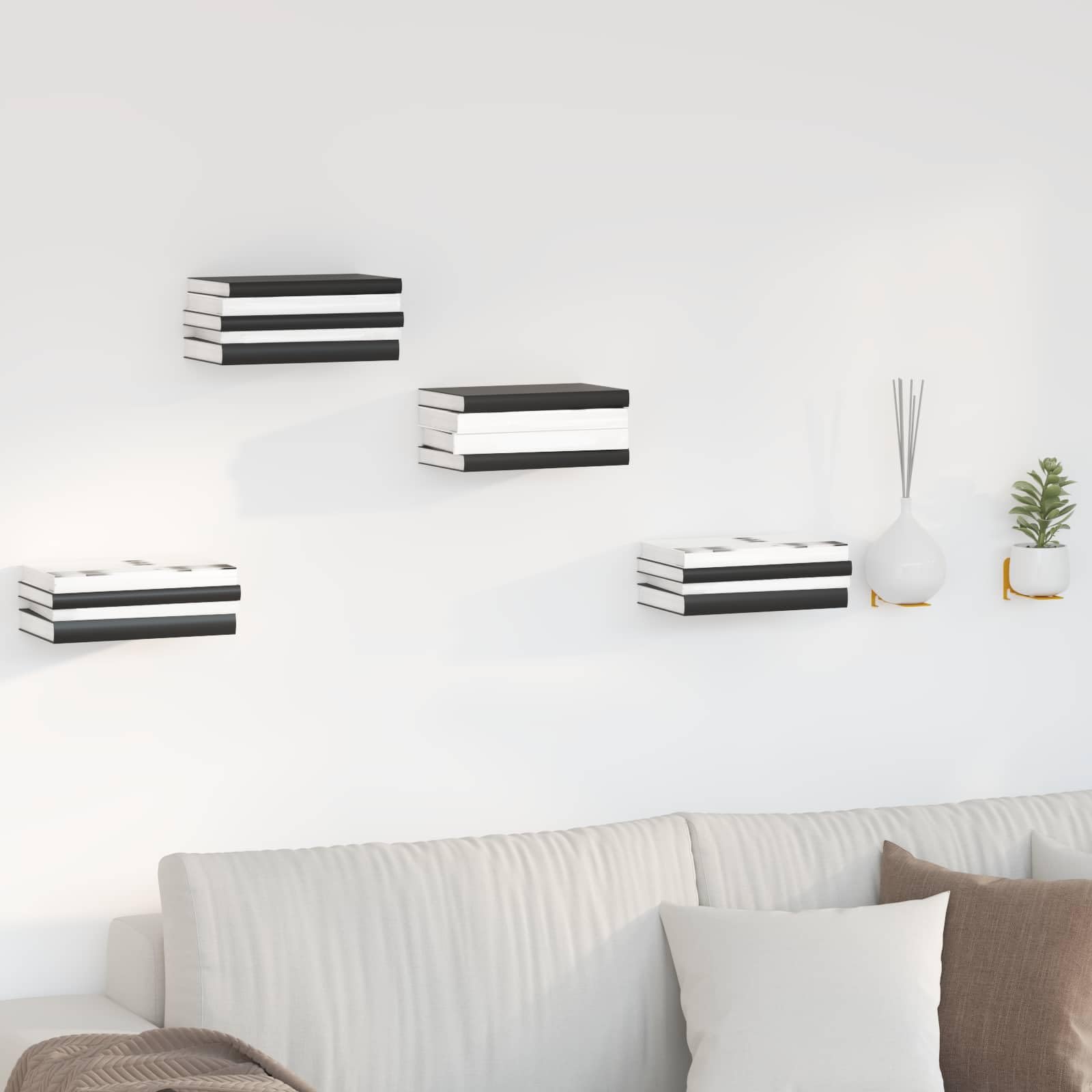 Unsichtbares Schwimmendes Regal Wandhalterung 24 Stück Senfgelb matt 6x11x6,5 cm platzsparend für Wohnzimmer Schlafzimmer Küche Büro mit erhöhten Kanten zur sicheren Aufbewahrung