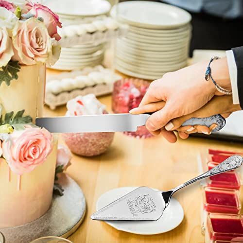 Ljmboen Wedding Cake Knife And Server Set,Stainless Steel Vintage Cake Cutting Utensils For Wedding, Birthday, Parties And Events Christmas (Silver) #TOP3
