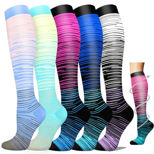 5 Pairs Compression Socks for Running, Men & Women, Performance