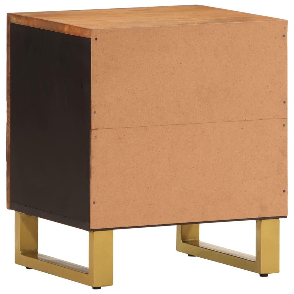 Lot de 2 tables de chevet en bois massif de mangue, marron et noir