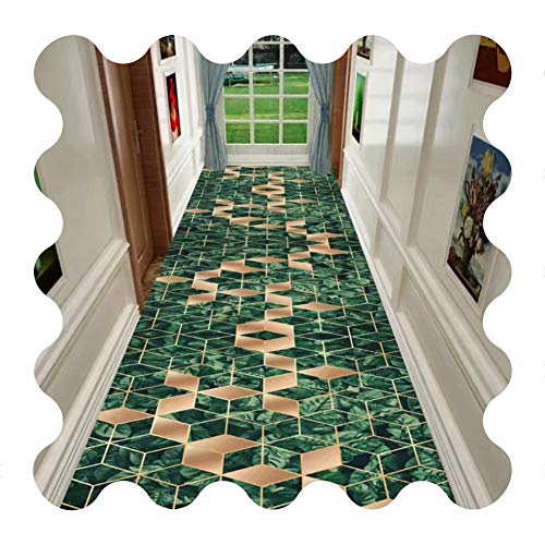 Alfombras de pasillo largo de impresión nórdica y moqueta de entrada verde premium 2