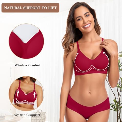 Image of OEAK Womens Wireless Jelly Bras Comfortable Push Up Bra No Underwire Gel Bra Full Support Lift Everyday Seamless Tshirt Bras