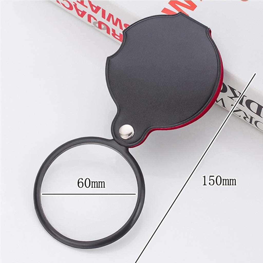 ESNY 3 Packung 8X Kleines Taschenleitungsglas,Mini Falt Vergrößerungslinsen Mit Rotierender Schützender Lederscheide Für Senioren Lesen,Inspektion,Kinder Für Erkundungen Black