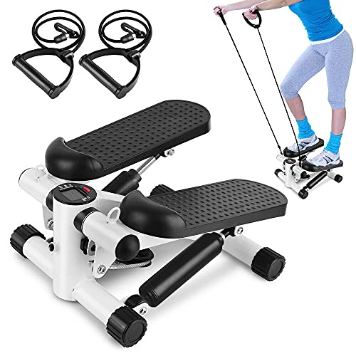 Hobby Tech Mini Stepper de Fitness avec Ecran Digital LCD Indicateur Calories Minuteur et Répétitions et 2 Sangles Extensibles pour Fitness Aerobic (Noir et Blanc) – vue 2