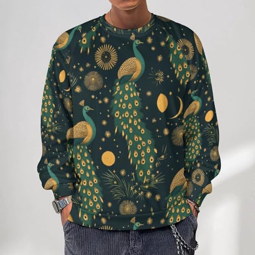 Skull Leaves Men's Loose Crew Neck Sweatshirt for Daily Sports Home Autumn Winter2