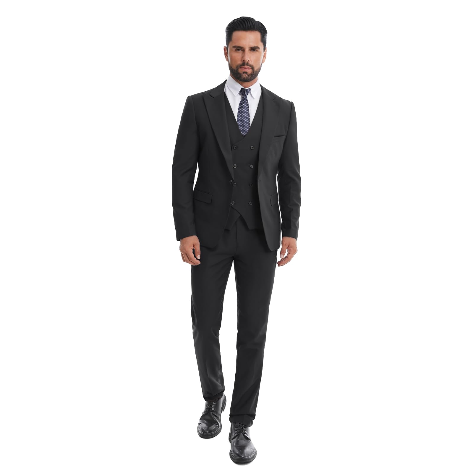 Men's 3 Piece Slim Fit Suit Set One-Button Tuxedo Jacket Vest & Pants for Wedding Prom Business