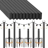 Voxelure 4 Pack String Light Poles for Outside, 10Ft Adjustable Outdoor Light Poles for String Lights and 50 Pack Deck Balusters 36