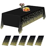 Los manteles de oro negro se pueden utilizar en fiestas de cumpleaños 90, 80, 70, aniversarios, Acción de Gracias, Navidad, bodas, despedidas de soltera, celebraciones, cócteles.
