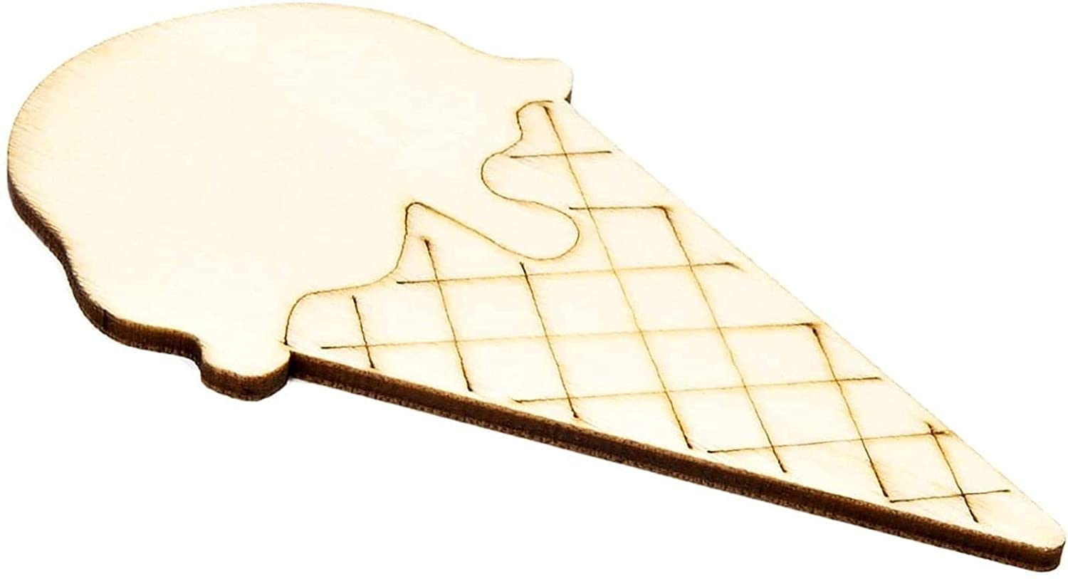 Cliths Pack of 24 pcs Ice Cream Wood Cutouts for DIY Crafts, Unfinished Wood Cutouts Cupcake Ice Cream Shape Baby Shower Party Favors Hanging Decorations.