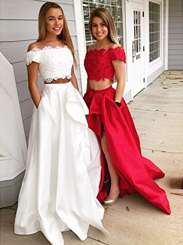 Honeydress Women's Long Satin Side Split Skirt A-line Prom Party Skirt with Pockets3