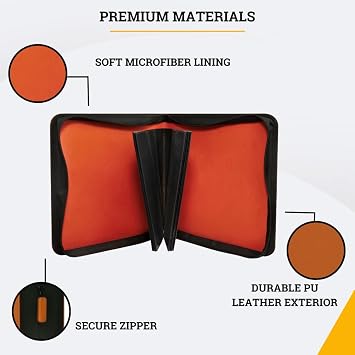 Card Guardian Toploader 4 Pocket Premium Binder with Zipper, Orange