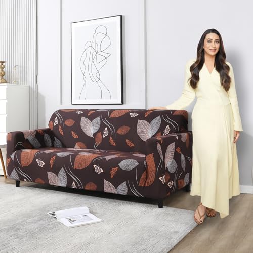Image of HOKIPO Elastic Stretchable Sofa Cover 3 Seater (AR-4095-D19), Brown