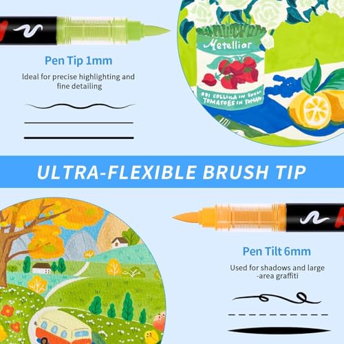 Image of Wafeeq Acrylic Paint Markers Set - Dual Tip Waterproof Paint Pens for Rock, Wood, Glass, Fabric & DIY Art Crafts (60)