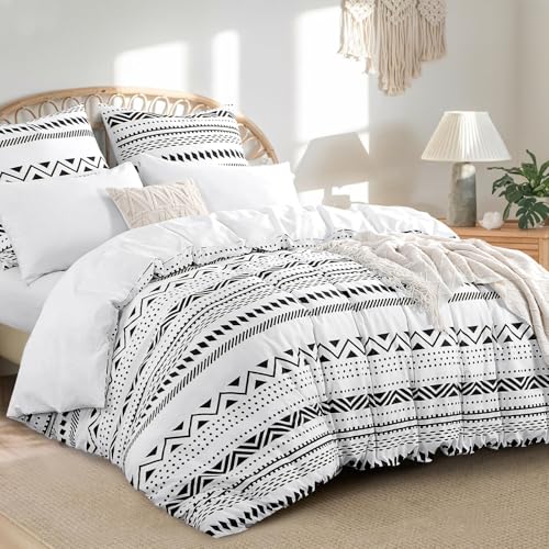 RUIKASI Bettwäsche 220x240 Baumwolle 3 teilig Grau - Baumwollbettwäsche 220 x 240 mit Boho Grau, Bettbezug Set 240x220 Cotton mit Reißverschluss