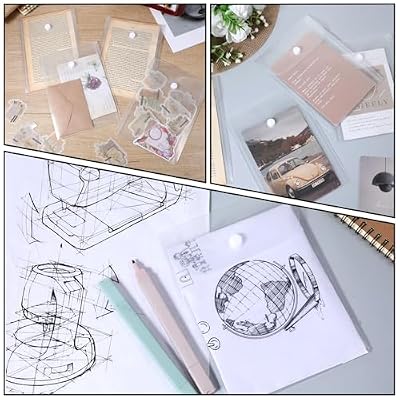 10 PCS Clear Envelope Pouch 7 X 5 Inch Clear Plastic Envelope Pouch with Snap Closure Waterproof Plastic Envelopes for Office School Documents Sticker, Photo Storage Folder, Receipt Holder