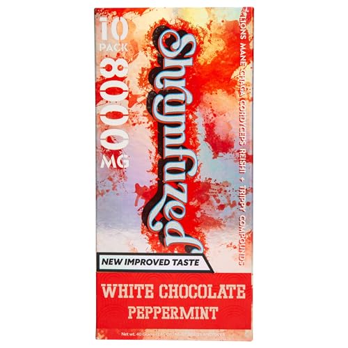 Shrumfuzed - Proprietary Nootropic Gummy 8000mg, Now with New Improved Taste - Lion's Mane, Reishi, Chaga, and Cordycep Nootropic Mushroom Blend (10, White Chocolate Peppermint)