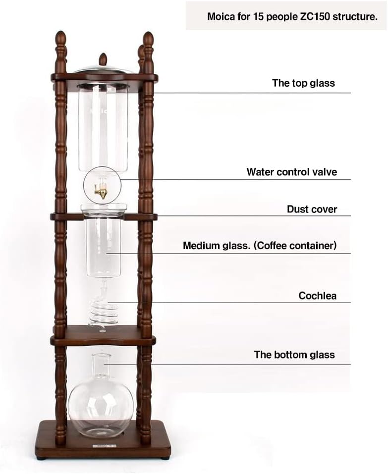 ZC150 Classic Dutch Coffee Cold Brew Coffee Iced Coffee Maker Home Hand Drip Dutch Machine (1500ml) For 15 People 11.8 x 8.2 x 36.2 in