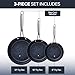 Nuwave 3-Piece Fry Pan Set, 8”, 10”, 12” Forged Lightweight, G10 Healthy Duralon Blue Ceramic Ultra Non-Stick, Induction-Ready & Works on All Cooktops, Ergonomic Stay-Cool Handles