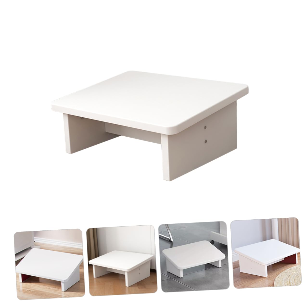 Sgabello Poggiapiedi da Scrivania in Legno Bianco Antiscivolo Leggero | Studio e Ufficio, Design Inclinato, Aiuta a Ridurre la Stanchezza, Uso Sotto Scrivania, Supporto Stabile