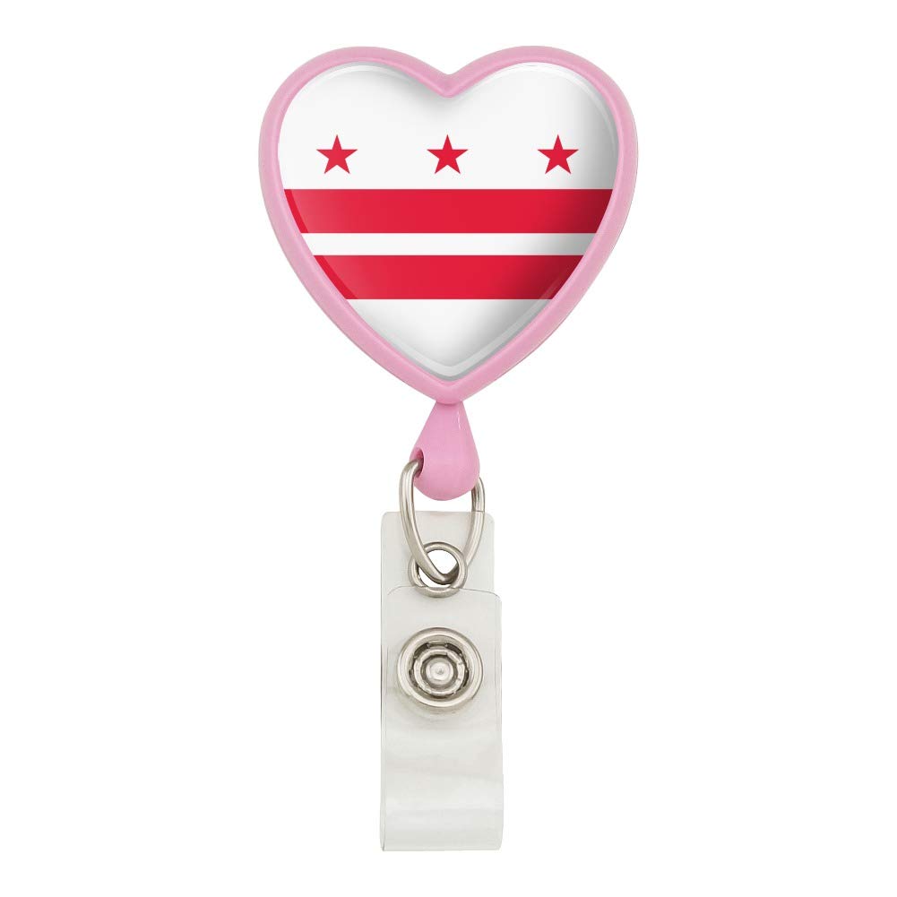 Amazon.com : Washington D.C. The District of Columbia Flag Heart Lanyard  Retractable Reel Badge ID Card Holder : Office Products