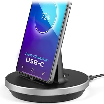 Encased Desktop Charging Stand for USB-C Phone and Tablets, Adjustable Case-Friendly Dock Station Charger, Super Fast Charge Compatible Wired Type-C