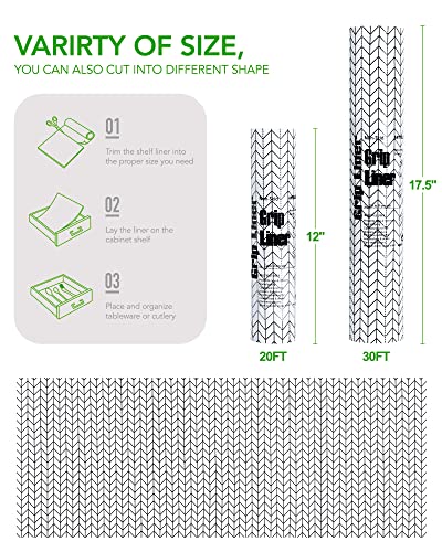 Jersow Premium 17.5 Inches X 30 Ft Shelf Liner, Non Adhesive Drawer Liner, Non-Slip Shelf Liners For Kitchen Cabinets, Waterproof Cabinet Liners For Shelves, Drawer, Refrigerator, White #TOP7
