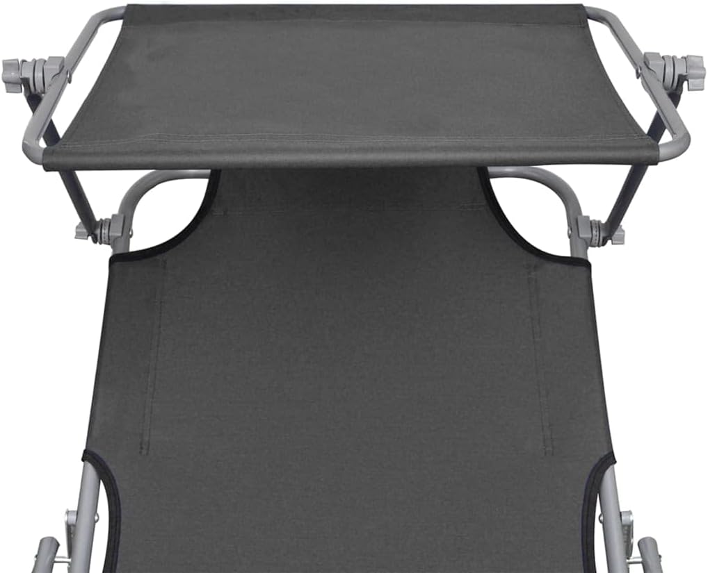 Nahoru view of the sun lounger showing the adjustable canopy mechanism