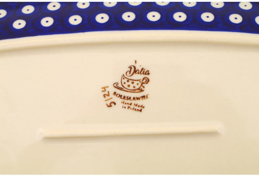 Polmedia Polish Pottery Platter 12-inch - Lovely Blue Eyes Pattern Handmade in Boleslawiec Poland by Ceramika Dalia + Certificate of Authenticity