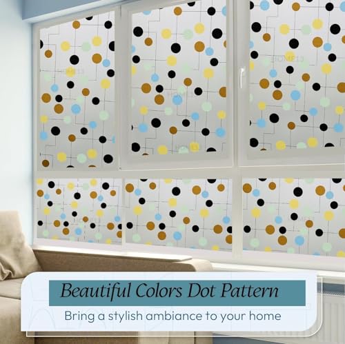 Image of HOME13 Window Privacy Film Frosted Glass Film Decorative Window Sticker Removable Window Film Home Office Privacy Film Window Coverings (Color Dot, 2 Feet by 12 Feet)