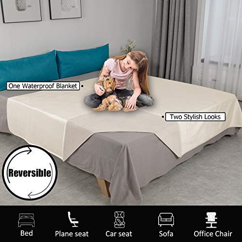 Ameritex Pet Bed Blanket Reversible 100% Waterproof Velvet Super Soft for Sofa and Bed (52x82 Inches, Cream+Beige) - Image 6