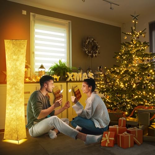Chiphy SF212-107(A) Floor Lamp, Dimmable 61 Inch Tall Standing Lamp, 3 Levels Adjustable Brightness 12Wx2 Led Bulbs, Column Floor Light W/White Fabric Shade thumb #5