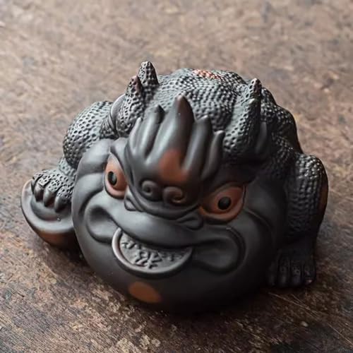 Crapaud doré en sable violet ornement de bureau taille M