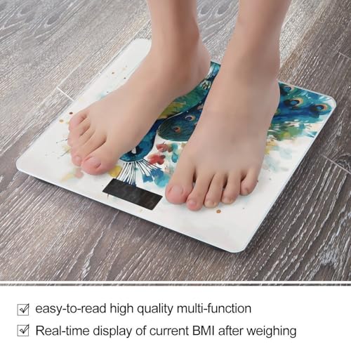 Báscula digital para baño diseño pavo real con vidrio templado miniatura 5