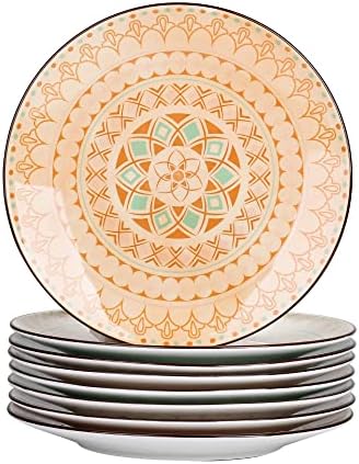 vancasso Aqua 4 Pieces Dinner Plate Stoneware Vintage Look Ceramic Blue Crockery 11 inch Dinner Plate Set Dinner/Salad/Fruit/Snack Plate. (28x28x2.5cm)