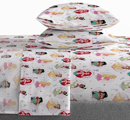 Saturday Park Disney Princess Besties Full Sheet Set - 4 Piece 100% Organic Cotton Sheets - GOTS & Oeko-TEX Certified (Disney Official)
