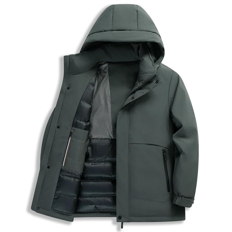 Doudoune mi-longue homme rester au chaud tout l hiver avec capuche amovible - 6