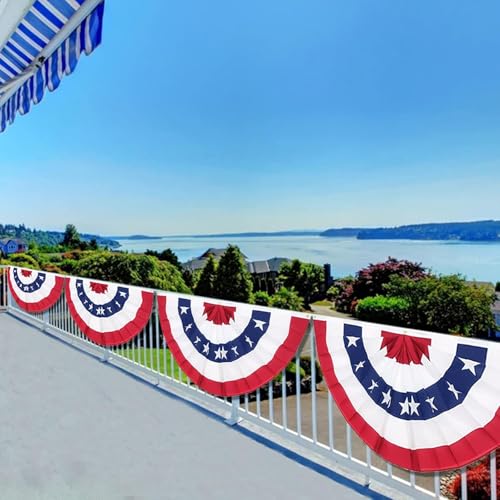 Image of 1 Pack 3x6 Feet 250th Anniversary Large American Flags Patriotic Bunting Stars Stripes 4th of July Pleated Fan USA Flag Banners Red White Blue Decorations for Outdoor Porch,Memorial Day,Independence Day Decorations