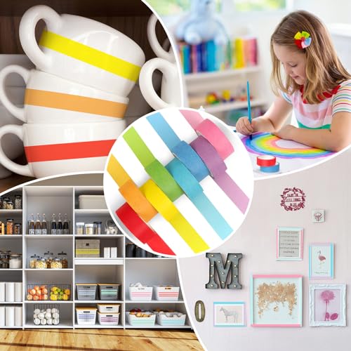 20 Rollen Washi Tape Set Regenbogen Masking Tape, Dekorative Washi Tape Kinder Klebeband Bunt für Scrapbooking, Handwerk Und Bullet Journals (5m x 15mm/Rollen)