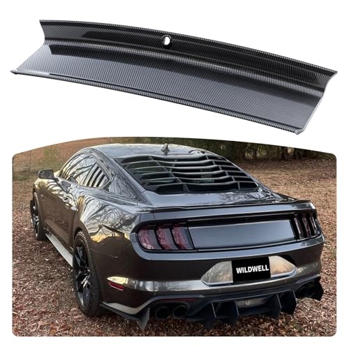 Image of WildWell Trunk Decklid Panel Compatible with 2015-2023 Ford Mustang | Rear Decklid Panel Trim Center Boot Cover Exterior Accessory Carbon Fiber Painted