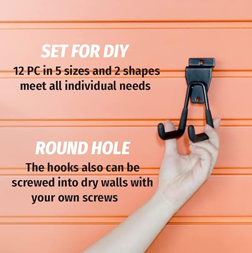 Huhole Slatwall Accessories, Multi Sizes Slatwall Hooks, Slat Wall Accessory, Slat Wall Hanging Hook And Hangers, 12Pack #TOP2